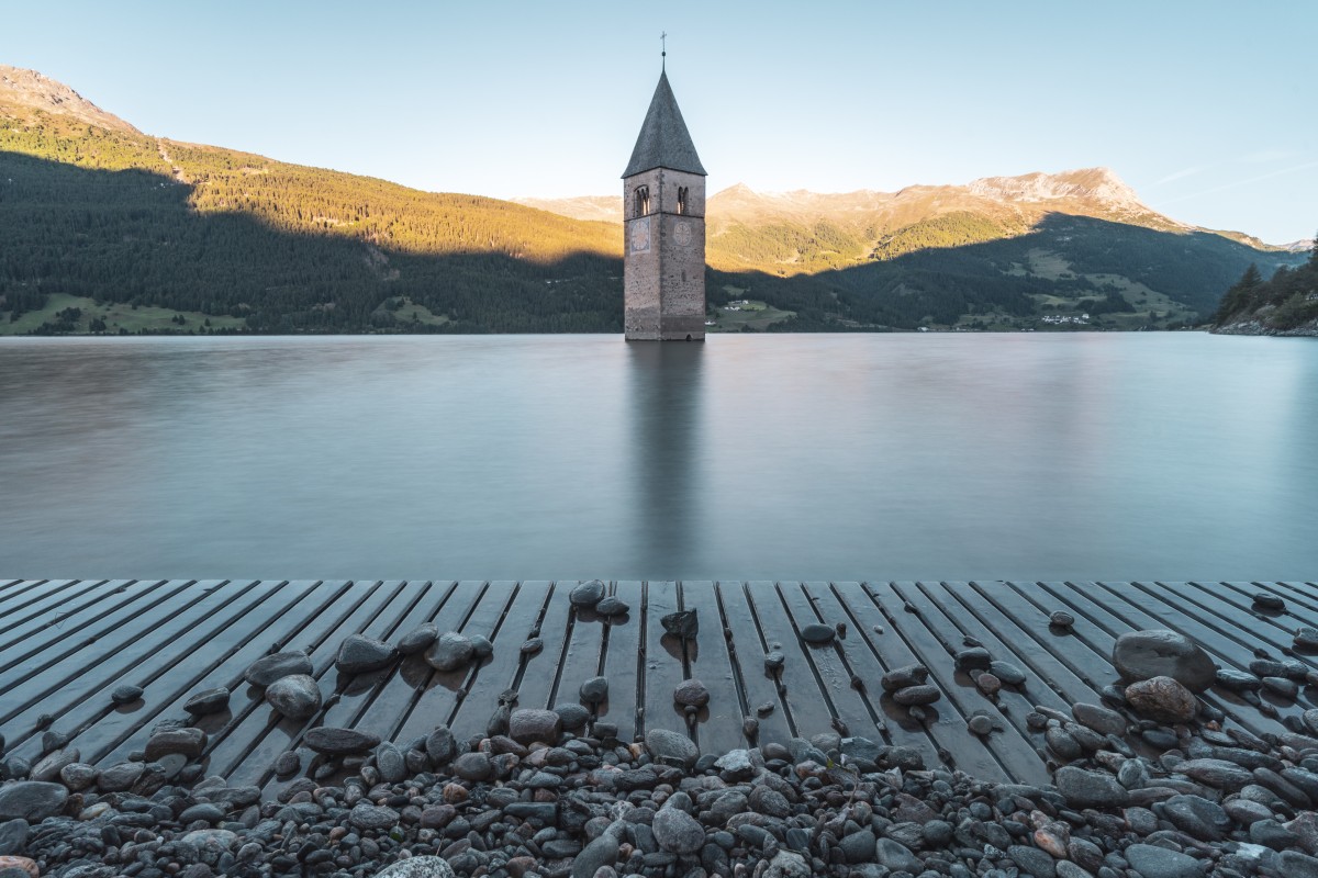 Sonnenaufgang am Reschensee - Lago di Resia
