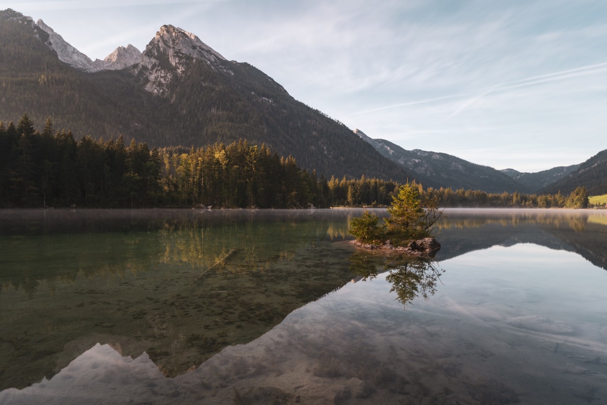 Sonnenaufgang am Hintersee in Ramsau bei Berchtesgaden