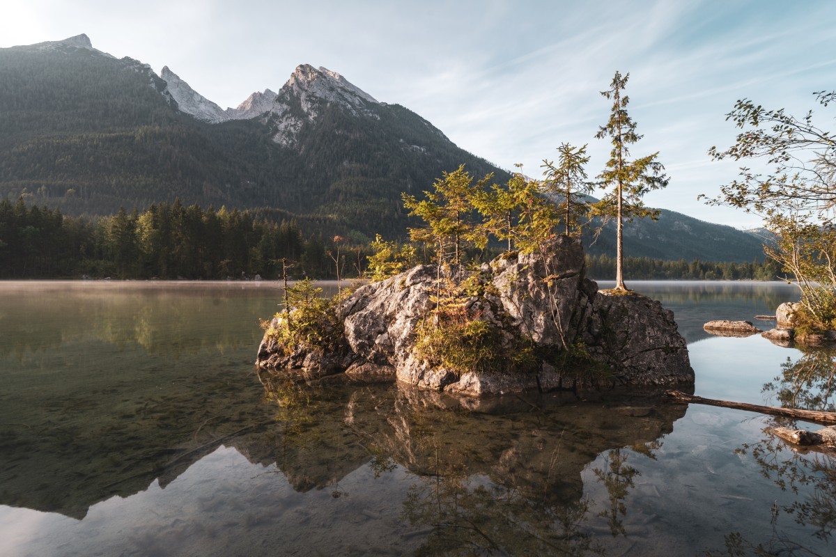 Sonnenaufgang am Hintersee in Ramsau bei Berchtesgaden