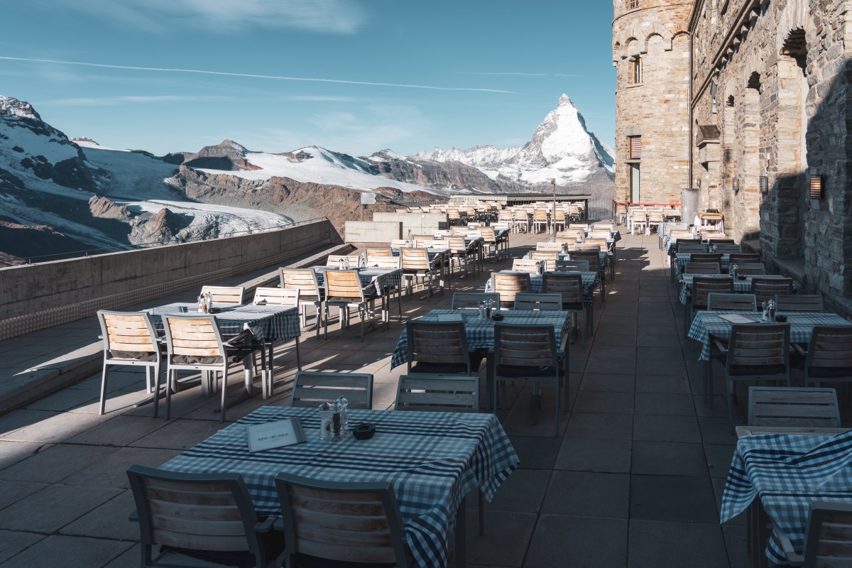 Terrasse auf dem Gornergrat mit Matterhorn