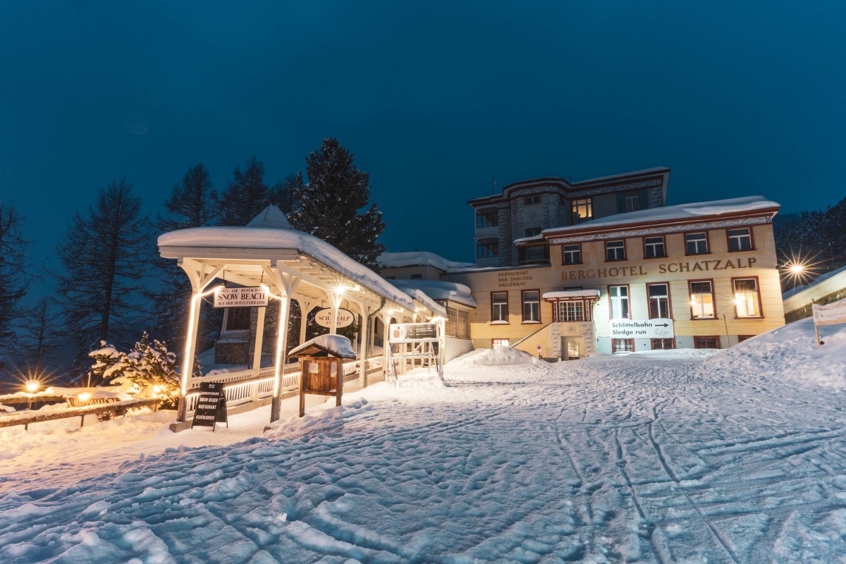 Berghotel Schatzalp in Davos bei Nacht