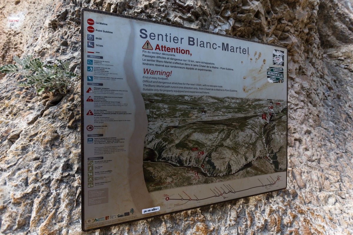 Wegbeschreibung des Sentier Blanc-Martel in den Gorges du Verdon