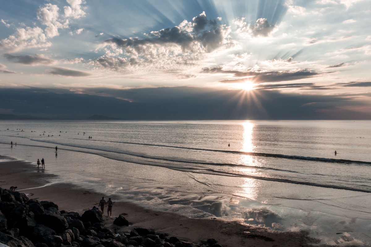 Sonnenuntergang am Strand von Biarritz am Atlantik