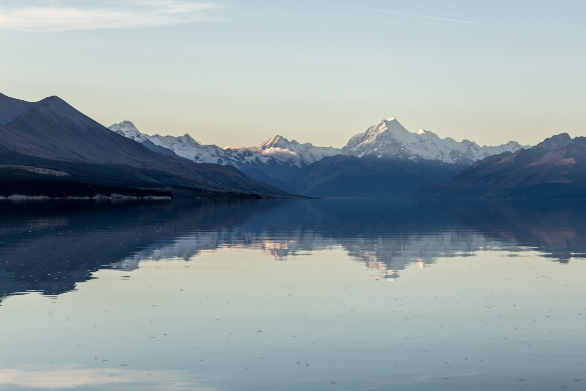 Lake Pukaki und Mount Cook im Abendlicht