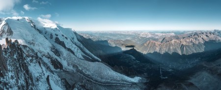 Panorama von der Aiguille du Midi mit Glacier des Bossons