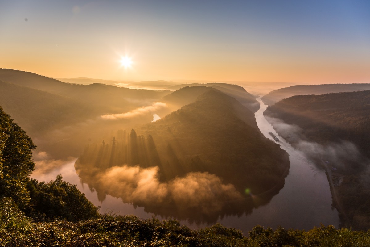 Sonnenaufgang an der Saarschleife