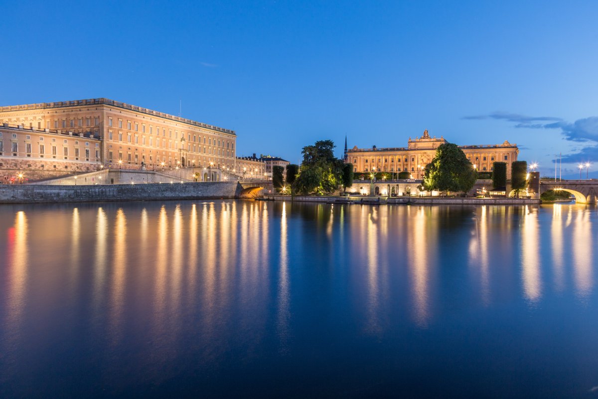 Blaue Stunde in Stockholm mit Königspalast