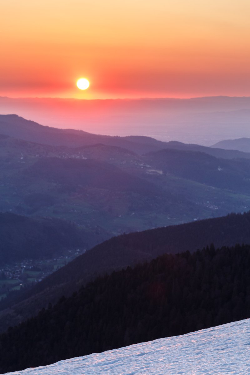 Sonnenaufgang am Hohneck in den Vogesen