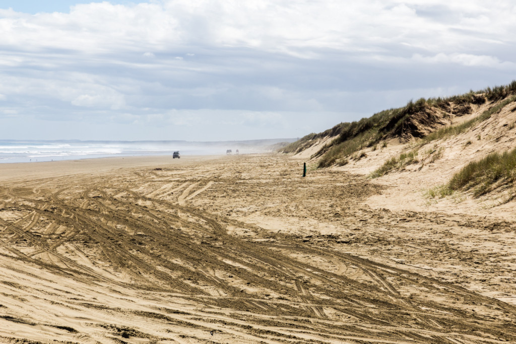 Am 90 Mile Beach, mitten auf der Straße