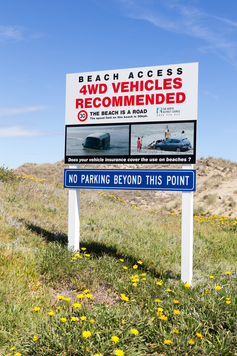 4WD only! Hinweisschild am 90 Mile Beach