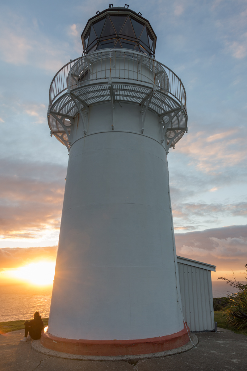 Leuchtturm im Sonnenaufgang am East Cape
