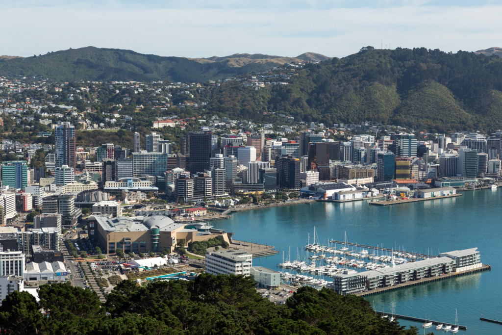 Der Hafen von Wellington von Mount Victoria gesehen