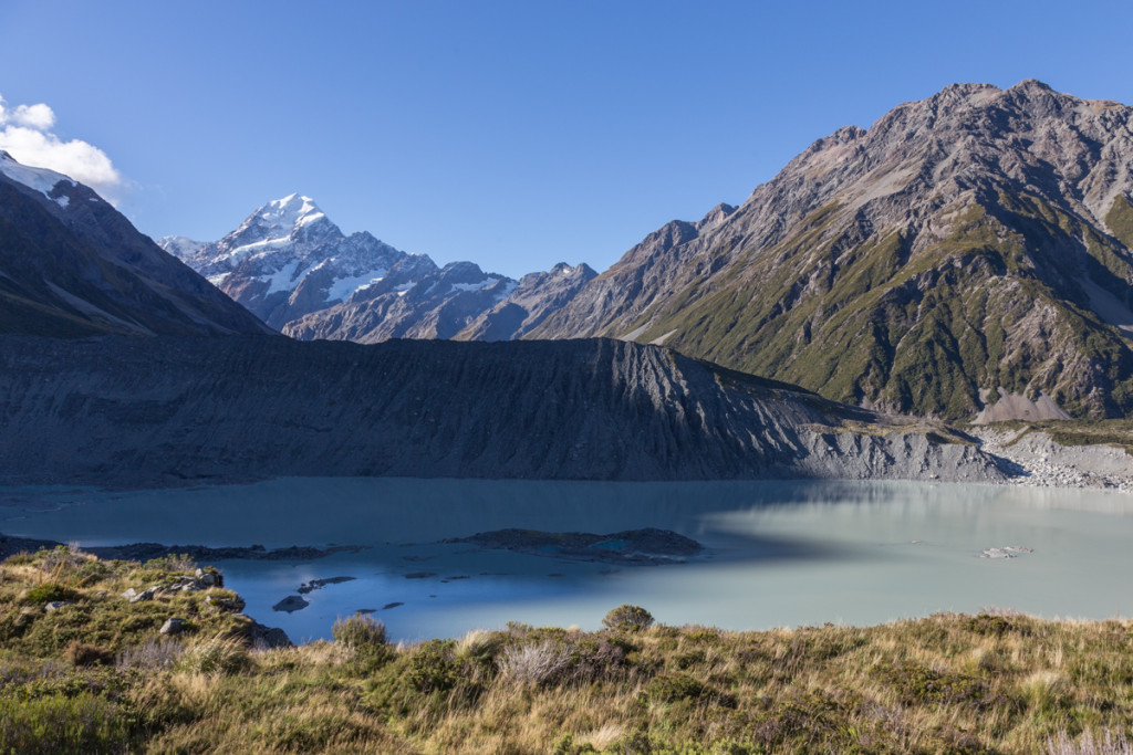 Ausblick vom Kea Point auf Mount Cook und Gletschermoränen