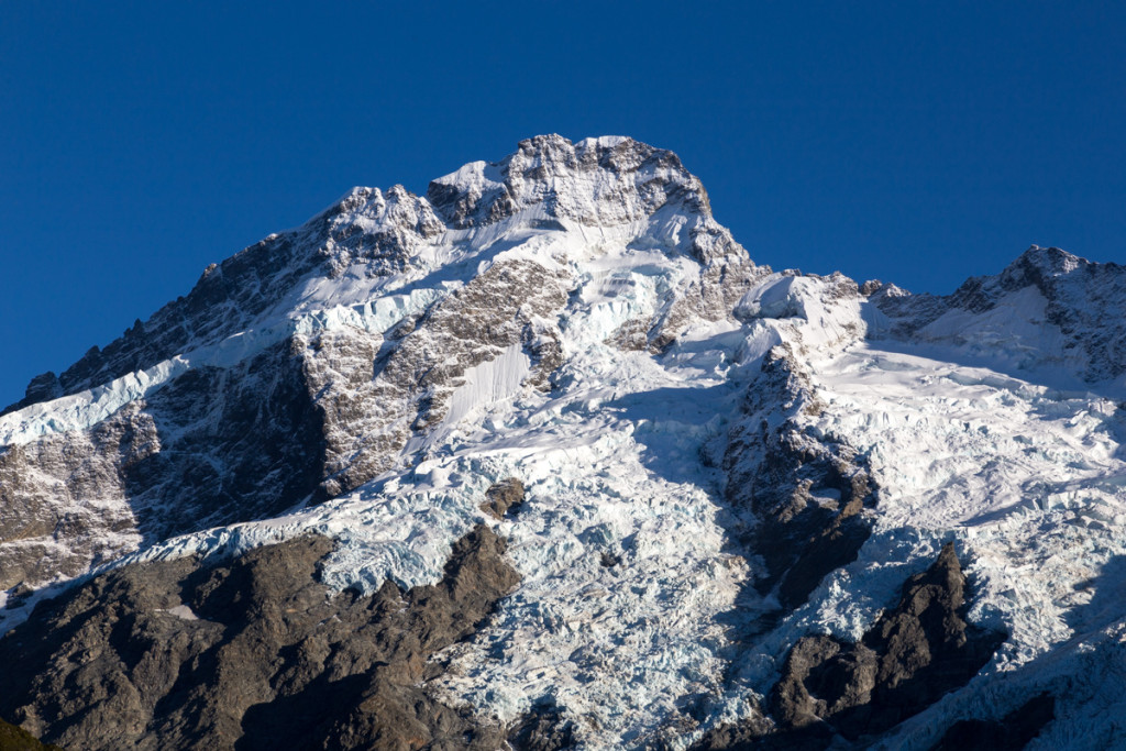 Die Gletscherwelt des Mount Cook National Park am Morgen