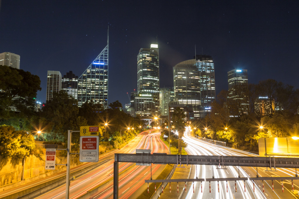 Nächtliche Skyline von Sydney