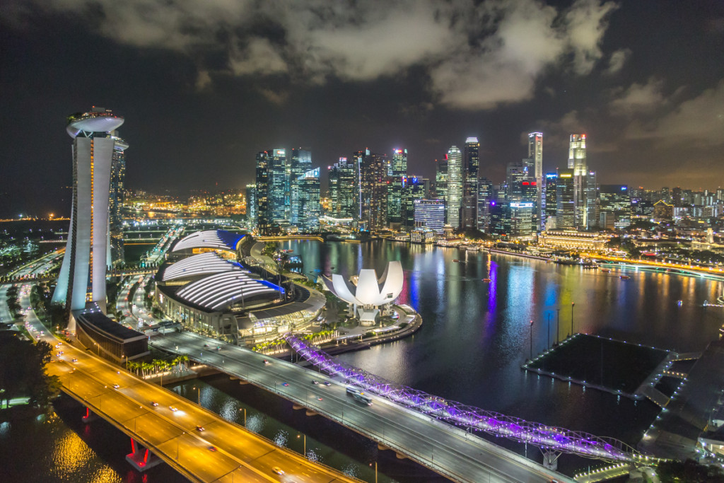 Aussicht vom Singapore Flyer auf Marina Bay